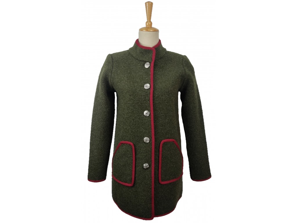 inflación Distracción Moderar Abrigo austriaco lana 100% color verde con granate Talla 36 Color  VERDE/GRANATE