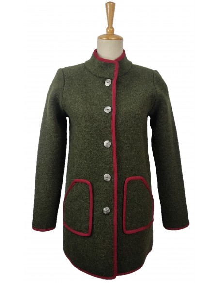 Intuición medio centavo Abrigo austriaco lana 100% color verde con granate Talla 40 Color  VERDE/GRANATE