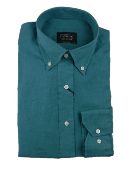 Camisa de lino verde esmeralda Mirto Talla L Color 55