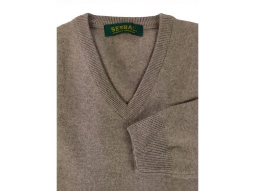 Jersey cuello pico lana gris – Hoyo 7
