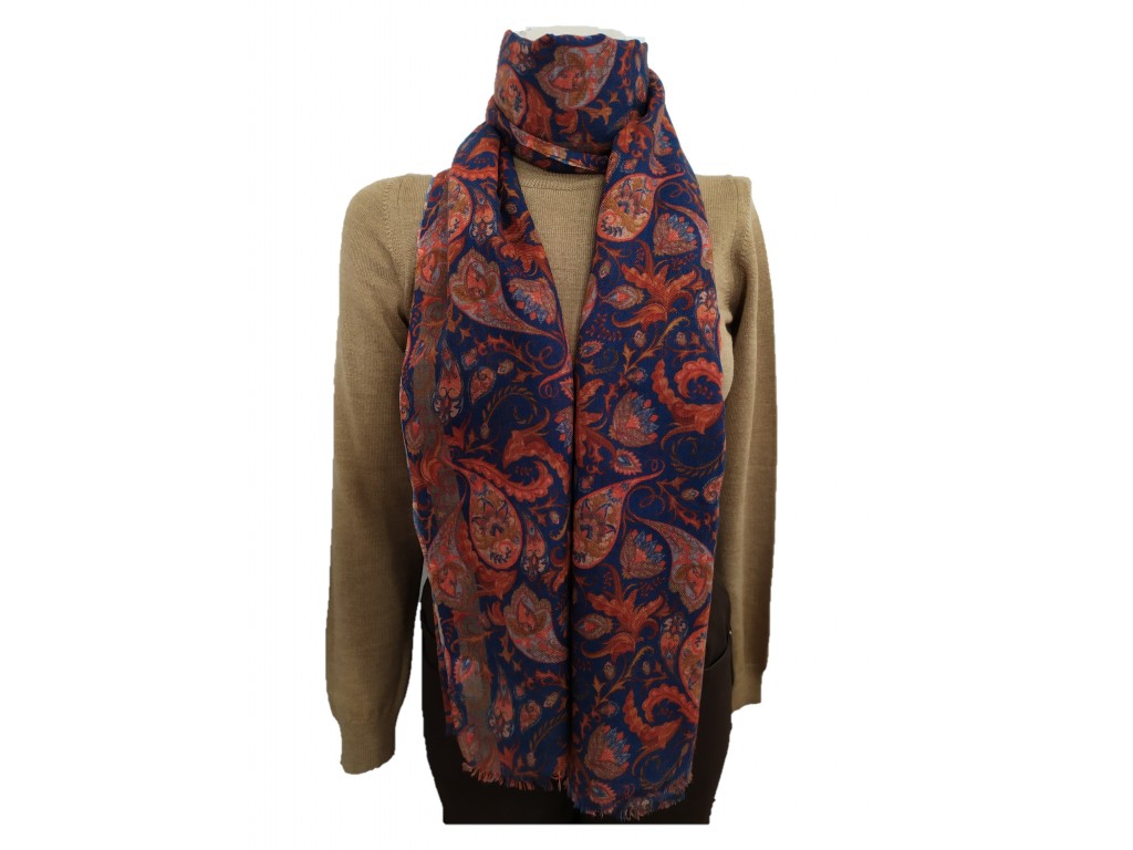 Foulard Unisexe 100% Coton 70x180cm Jeans Rayé - Écharpe Légère Été Chèche Mode Homme Femme